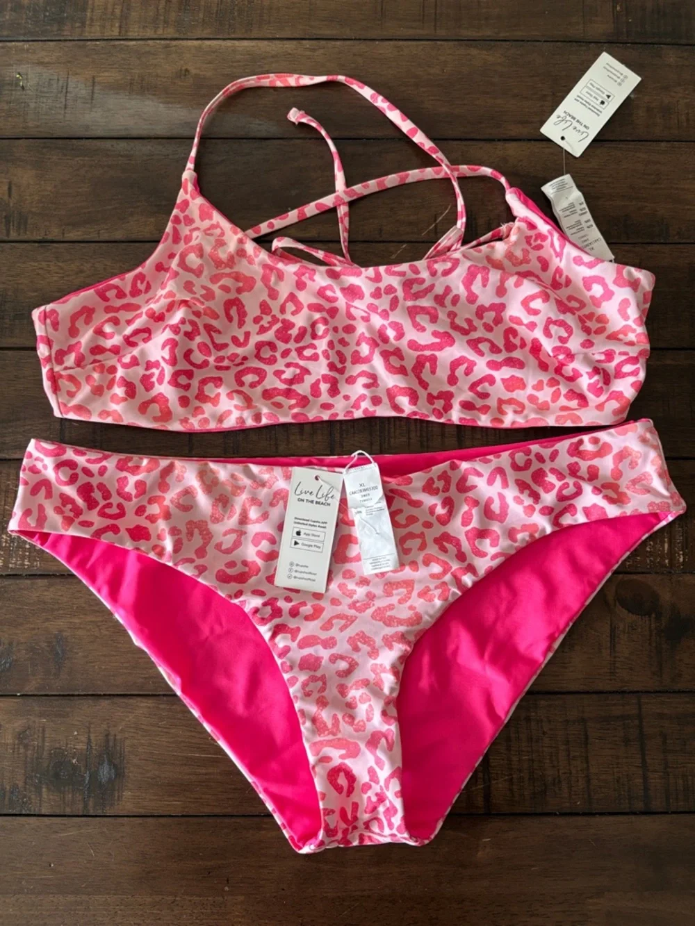 Cupshe Pink Leopard Print Two-Piece Swim Set